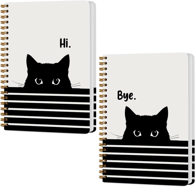 CQM 2 Pcs Cute Cat Spiral Notebook, Cute Gifts Journaling Notebooks for Work, College Ruled Notebook Journal, Peeking, Office Home College Supplies Cat Themed Gifts for Girls Teens Colleagues - Image 1